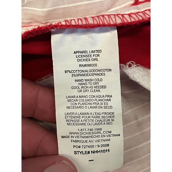 Dickies Girl Pants Womens 13 Red Bull Pant Mid Rise Boot Cut 33 Inseam NHH1011 - Picture 9 of 9